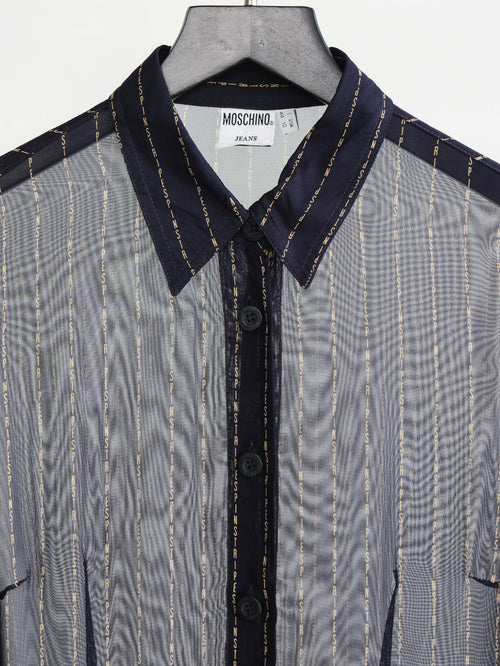 1990s MOSCHINO LACE NAVY JEANS/ STRIPES LS SHIRT