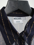 1990s MOSCHINO LACE NAVY JEANS/ STRIPES LS SHIRT