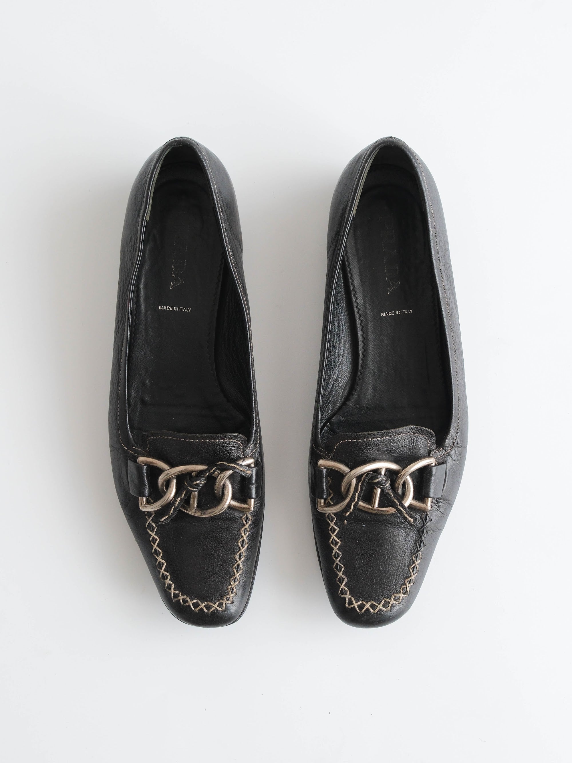 1990s PRADA BLACK FLATS SHOES SIZE 37,5