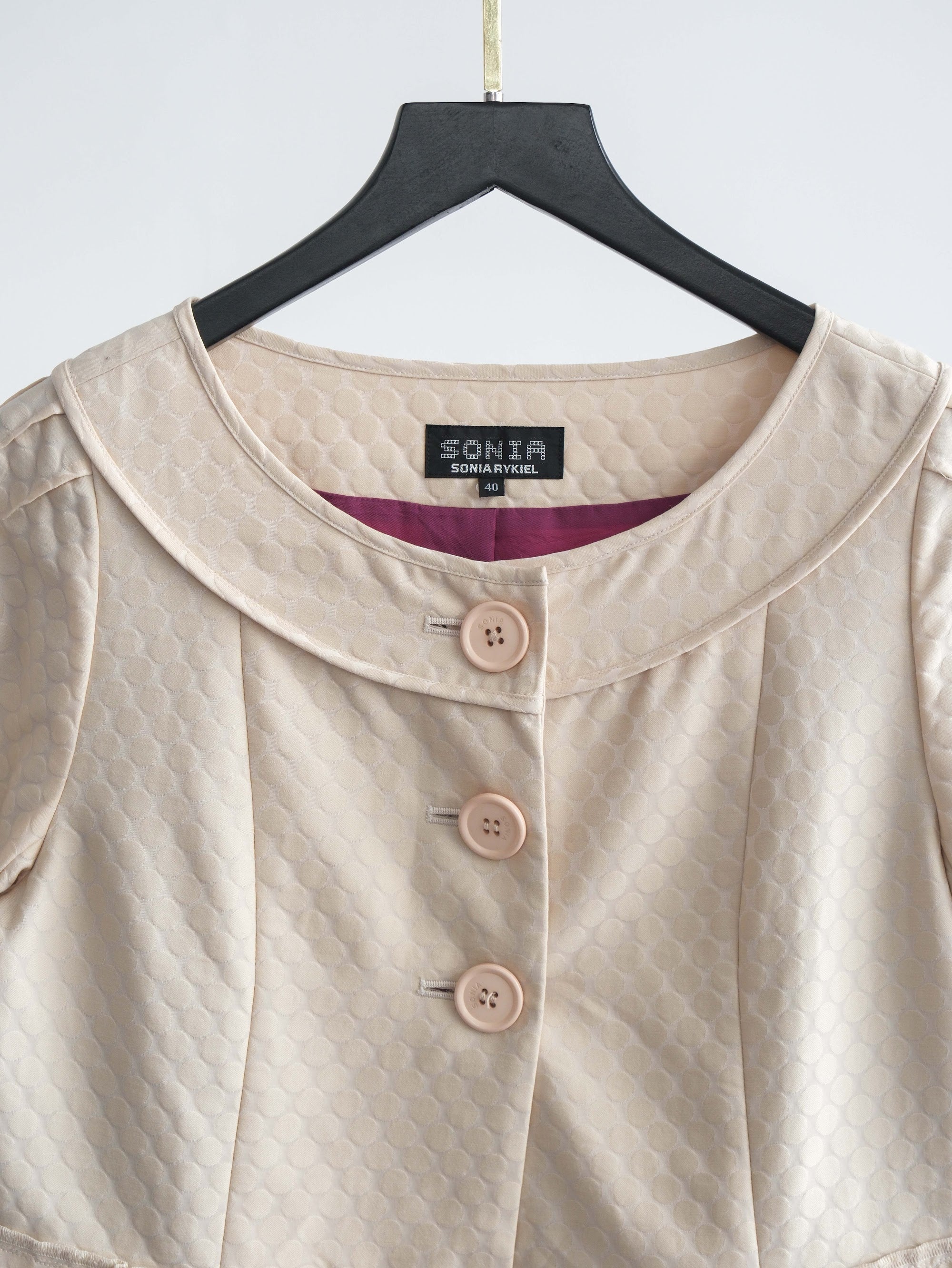1990s RYKIEL  POLKA DOTS CREAM SONIA JACKET