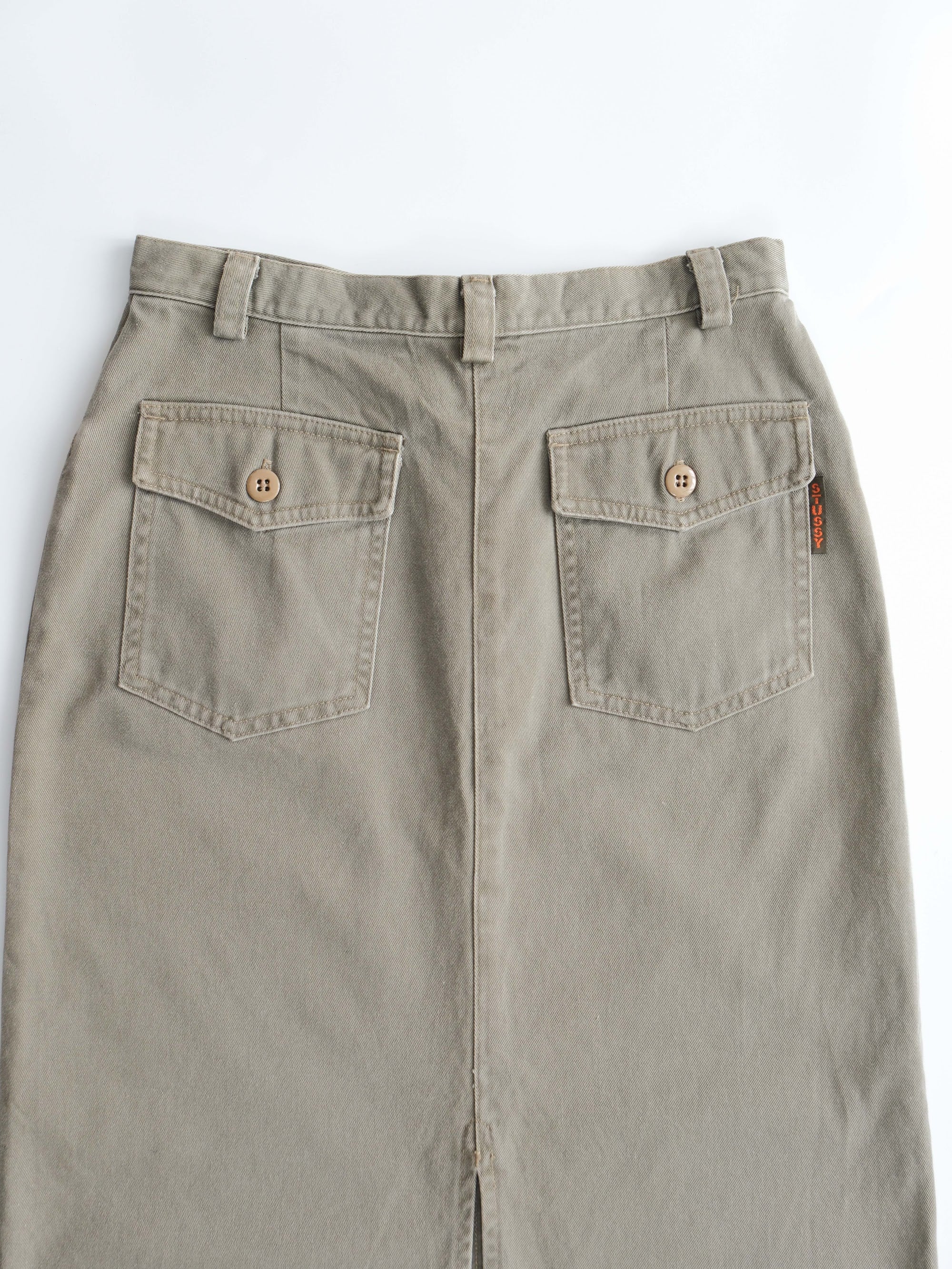 1990s STUSSY GREEN KHAKI SKIRT PANTS