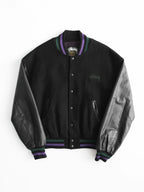 1990s LAC BLACK STUSSY BURLY GEAR VASIRTY JACKET SIZE M