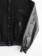 1990s LAC BLACK STUSSY BURLY GEAR VASIRTY JACKET SIZE M