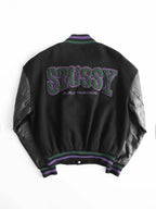 1990s LAC BLACK STUSSY BURLY GEAR VASIRTY JACKET SIZE M