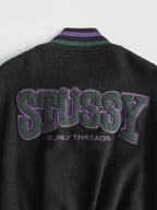 1990s LAC BLACK STUSSY BURLY GEAR VASIRTY JACKET SIZE M