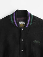 1990s LAC BLACK STUSSY BURLY GEAR VASIRTY JACKET SIZE M