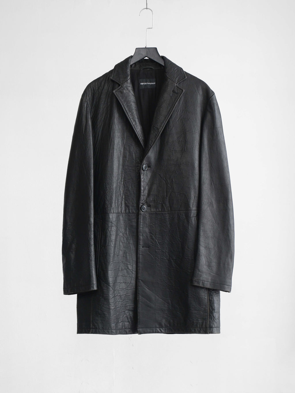 2000s ARMANI BLACK EMPORIO/ LEATHER COAT