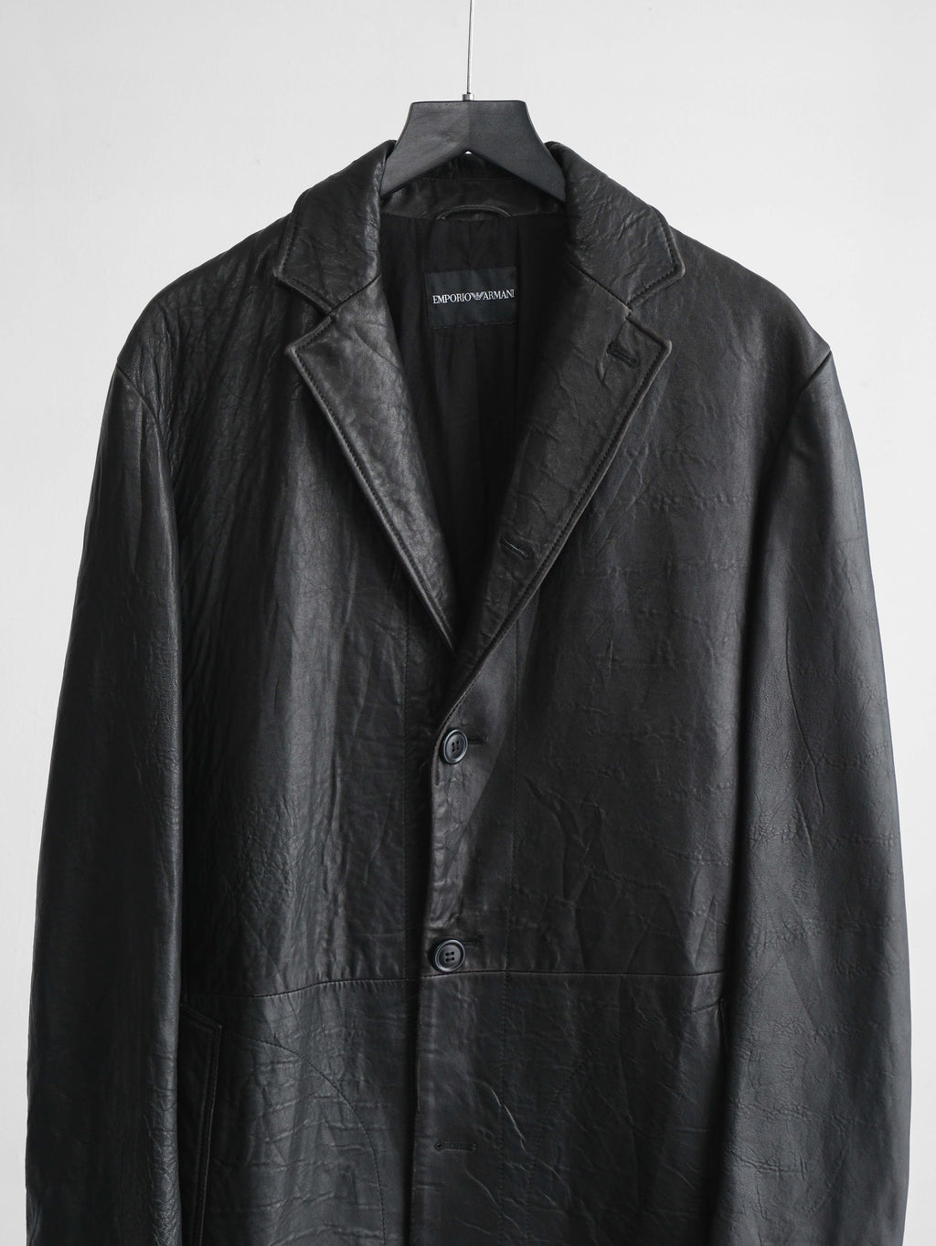 2000s ARMANI BLACK EMPORIO/ LEATHER COAT