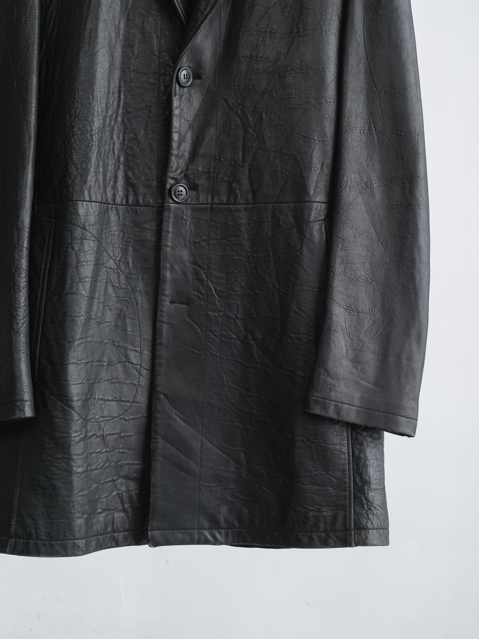 2000s ARMANI BLACK EMPORIO/ LEATHER COAT