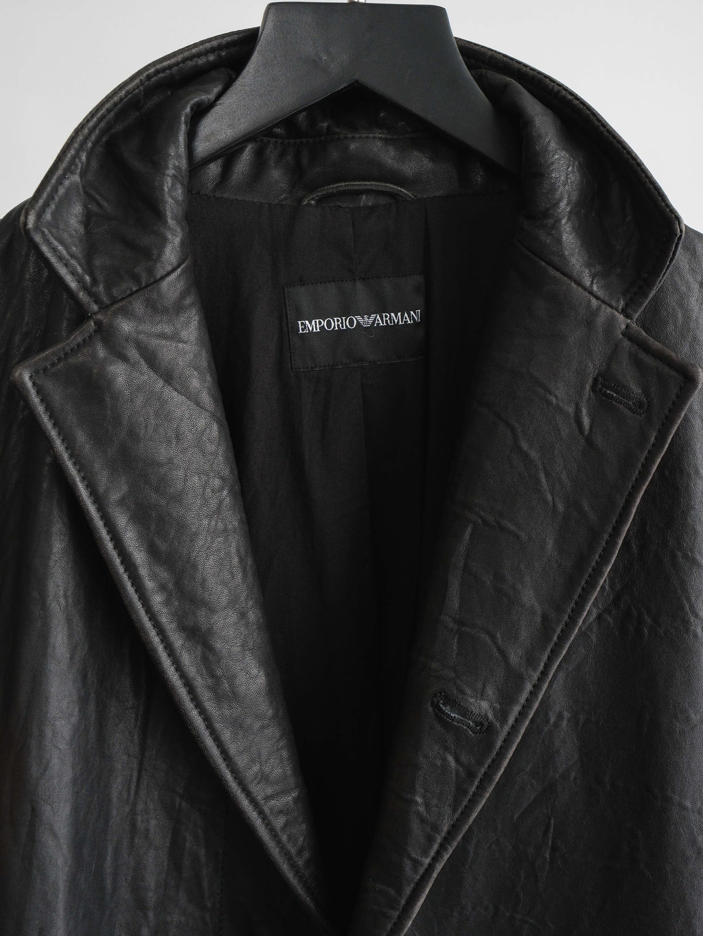 2000s ARMANI BLACK EMPORIO/ LEATHER COAT