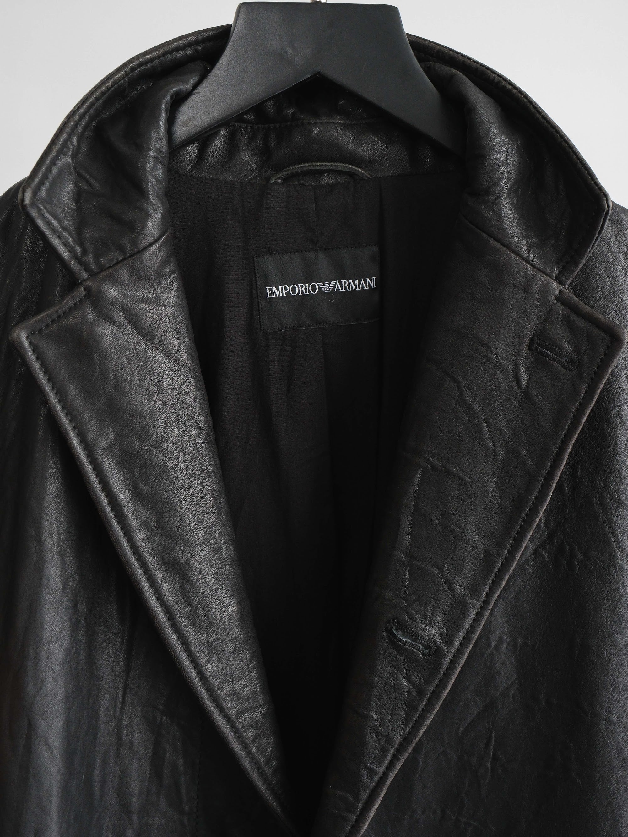 2000s ARMANI BLACK EMPORIO/ LEATHER COAT