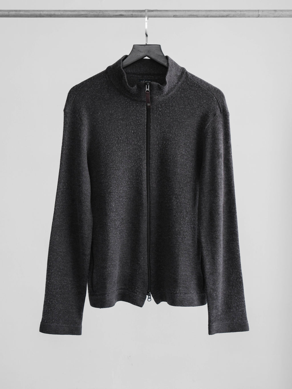 2000s ARMANI CROCHET / KNIT GREY JEANS/ SWEATSHIRT JACKET