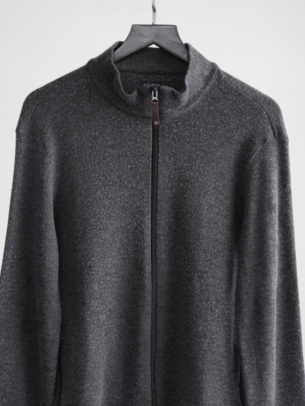 2000s ARMANI CROCHET / KNIT GREY JEANS/ SWEATSHIRT JACKET