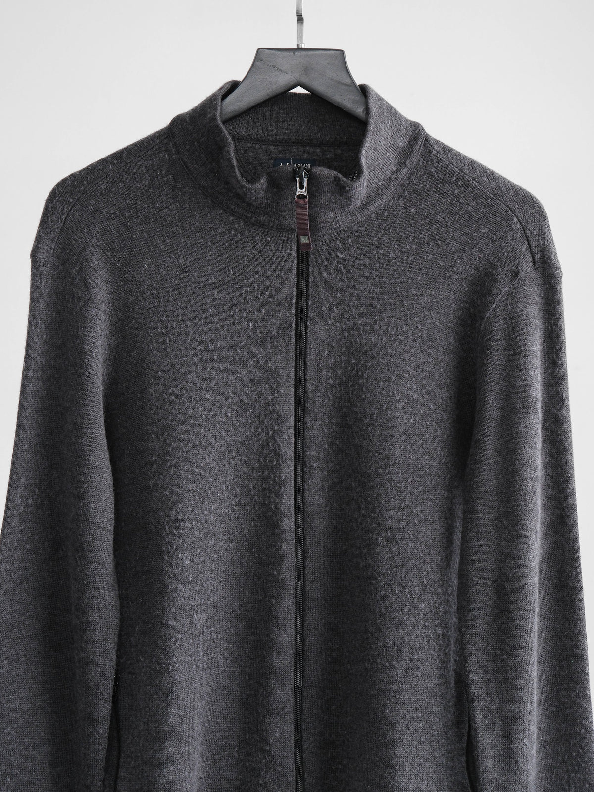 2000s ARMANI CROCHET / KNIT GREY JEANS/ SWEATSHIRT JACKET