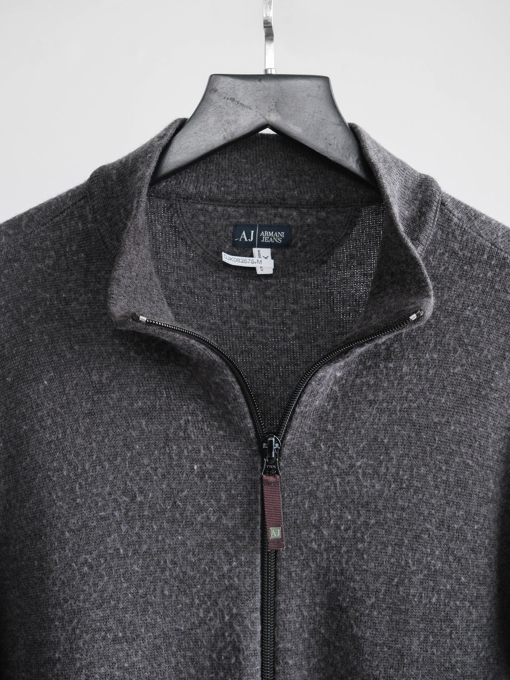 2000s ARMANI CROCHET / KNIT GREY JEANS/ SWEATSHIRT JACKET