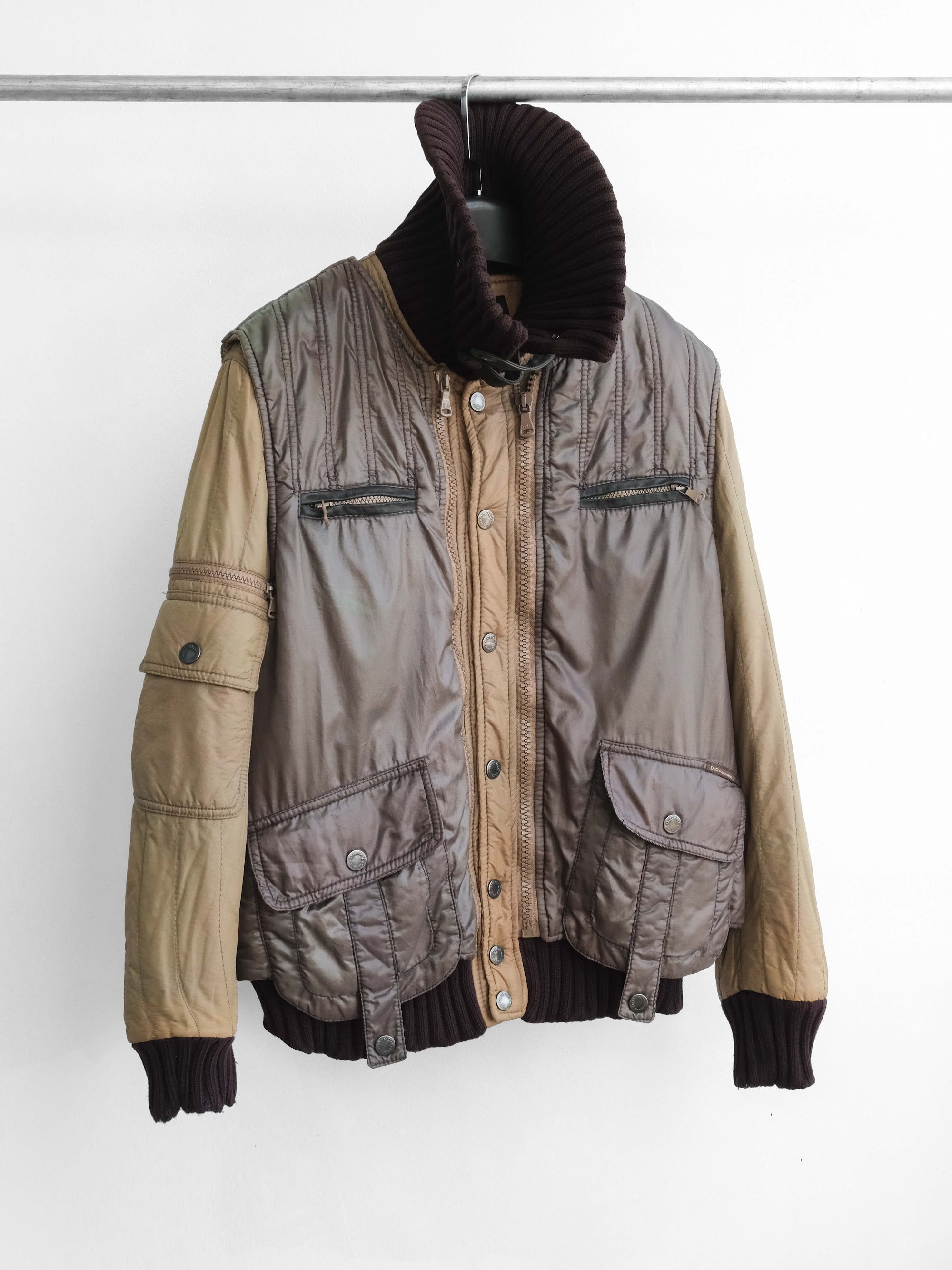 2000s DOLCE&GABBANA BROWN JACKET + NYLONG VEST