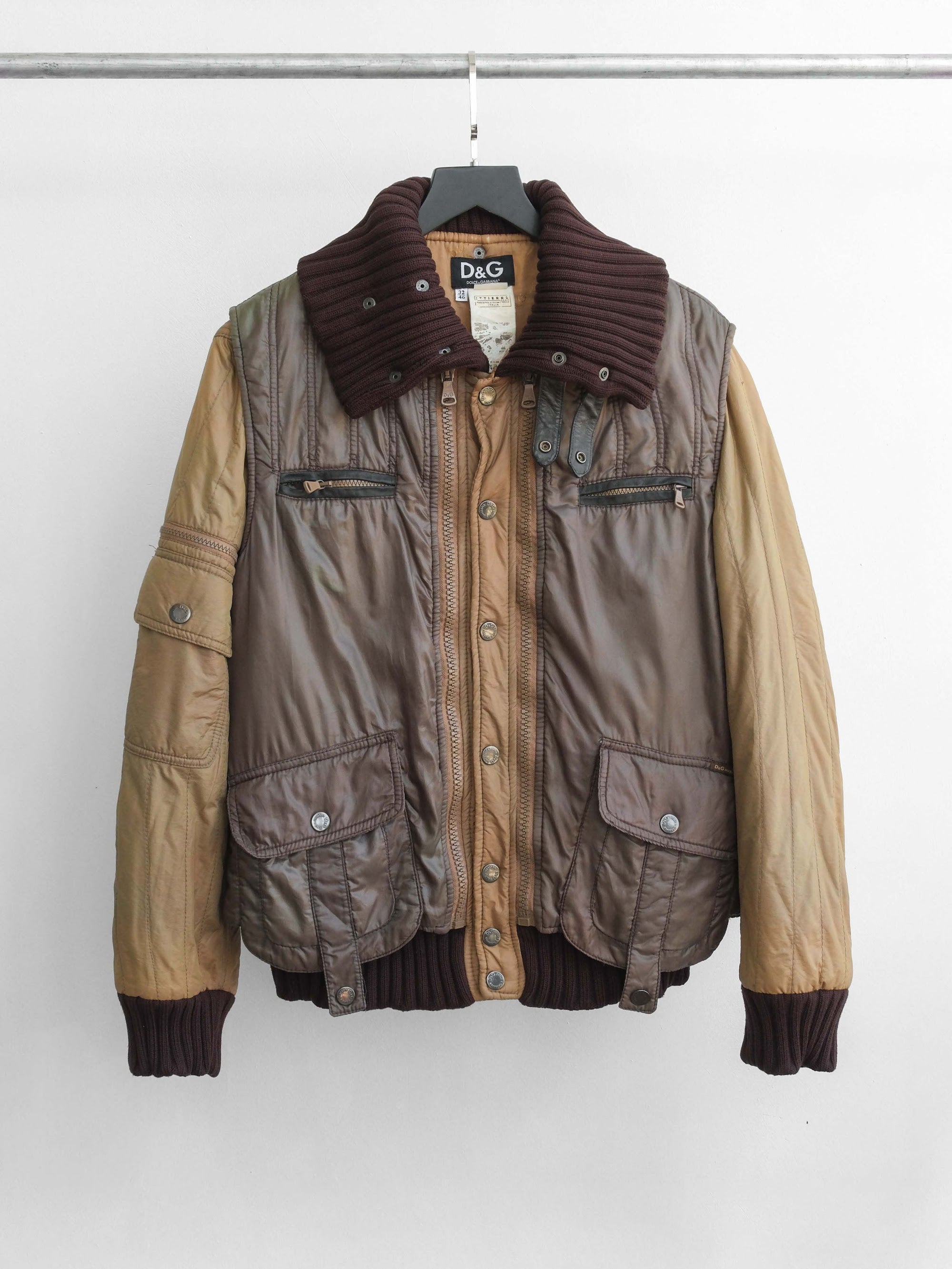 2000s DOLCE&GABBANA BROWN JACKET + NYLONG VEST