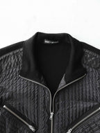 2000s ISSEY MIYAKE PATCHWORK BLACK JACKET