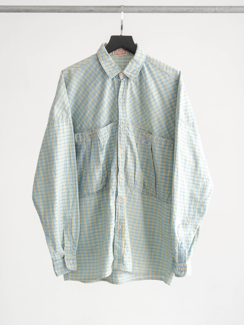 2000s MFG PLAID / TARTAN BLUE CLOSED LS SHIRT