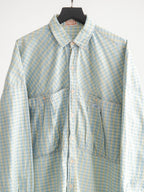 2000s MFG PLAID / TARTAN BLUE CLOSED LS SHIRT