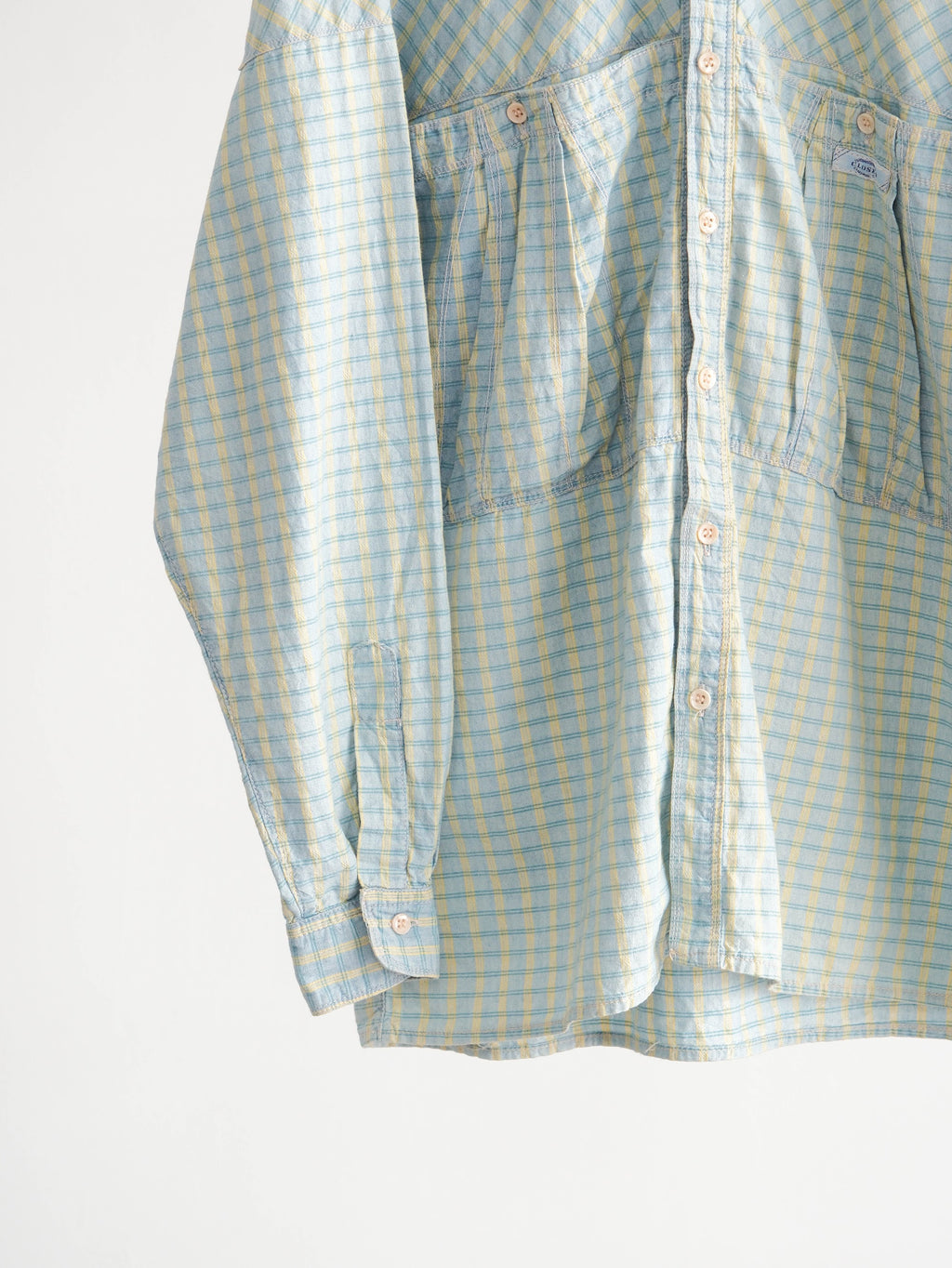 2000s MFG PLAID / TARTAN BLUE CLOSED LS SHIRT