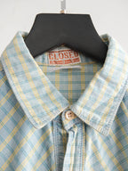 2000s MFG PLAID / TARTAN BLUE CLOSED LS SHIRT