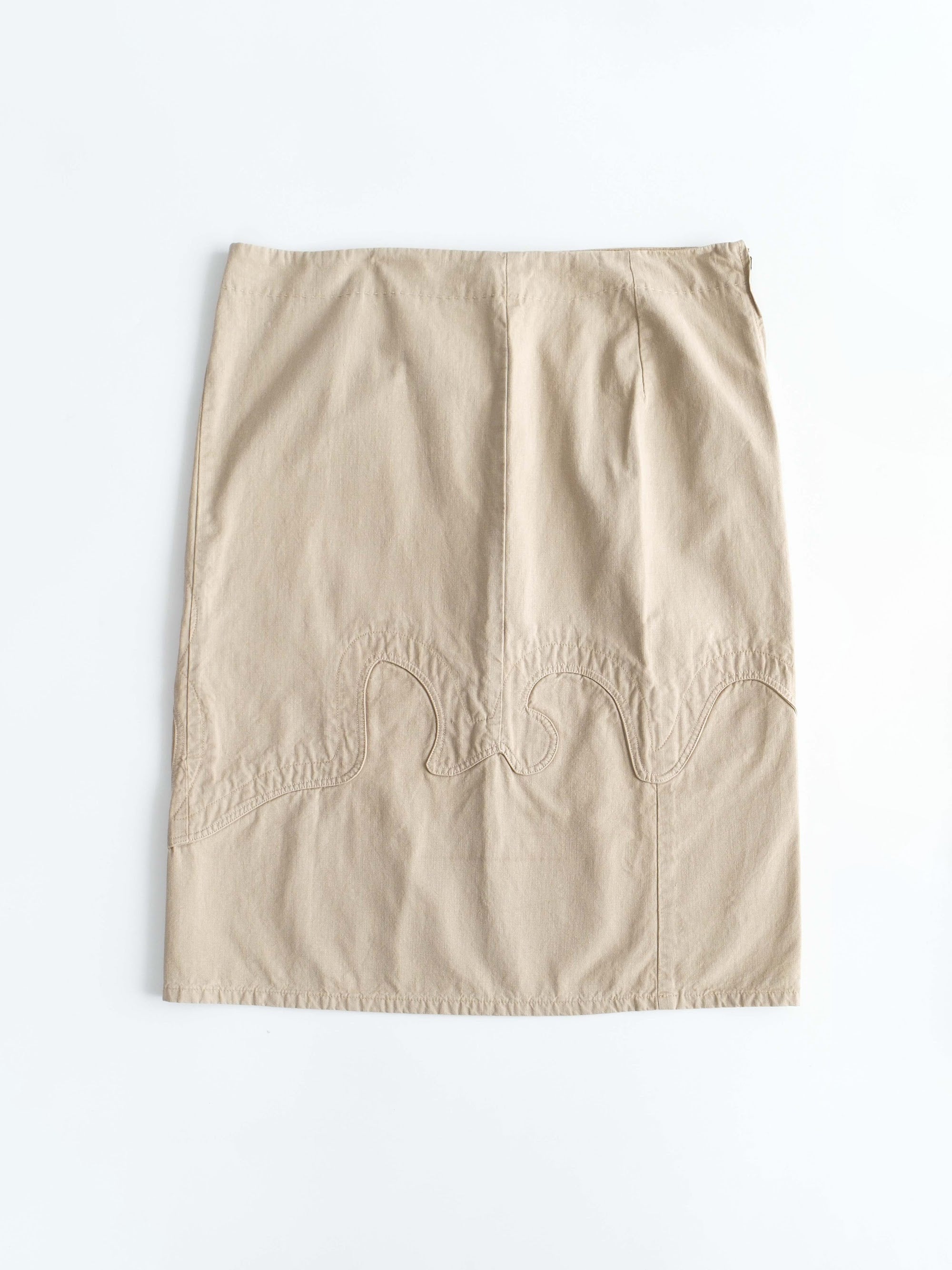 2000s MIU MIU EMBROIDERED BEIGE SKIRT