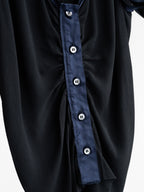 2001 PRADA BLACK SILK RUFFLE SS SHIRT