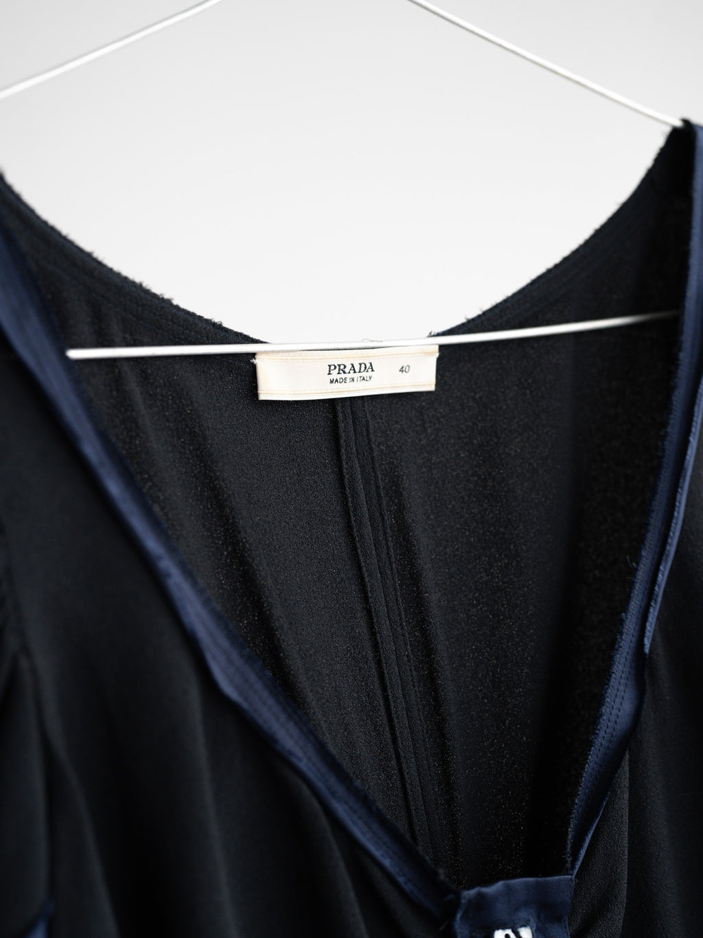2001 PRADA BLACK SILK RUFFLE SS SHIRT