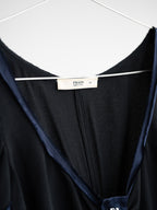 2001 PRADA BLACK SILK RUFFLE SS SHIRT