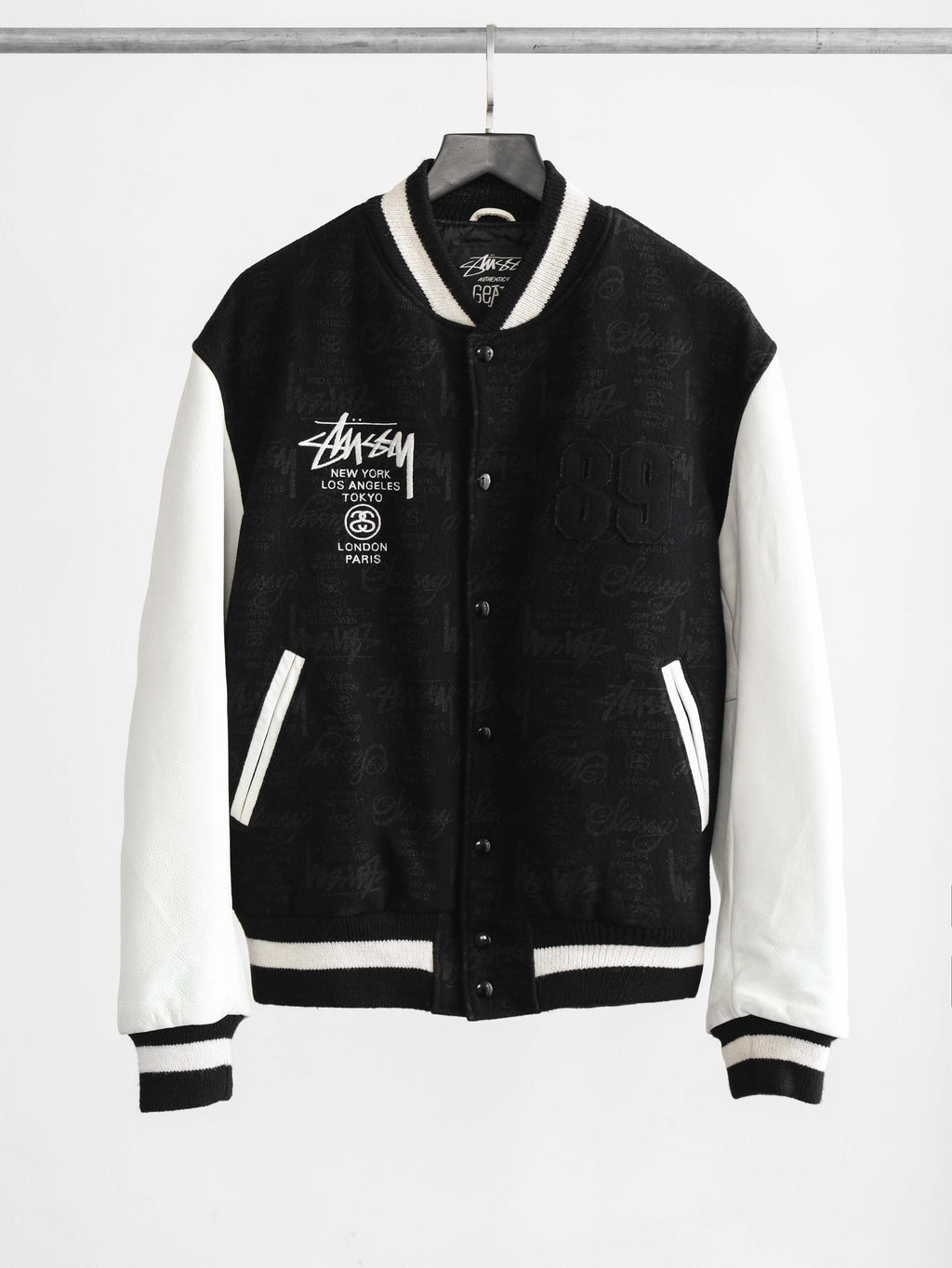 2006 LAC BLACK STUSSY GEAR "89" 25 ANNIVERSARY VARSITY  JACKET SIZE L