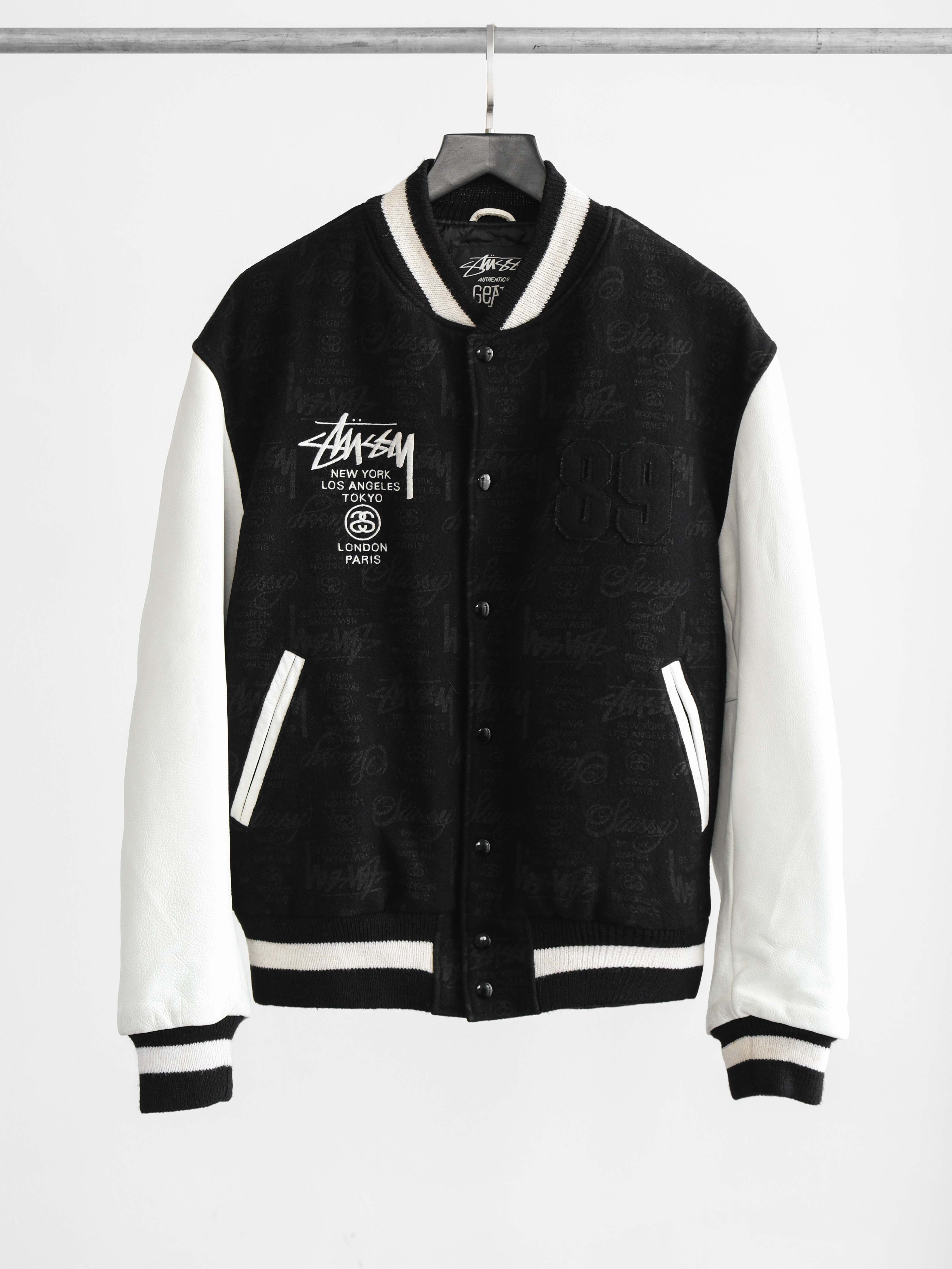 2006 LAC BLACK STUSSY GEAR "89" 25 ANNIVERSARY VARSITY  JACKET SIZE L