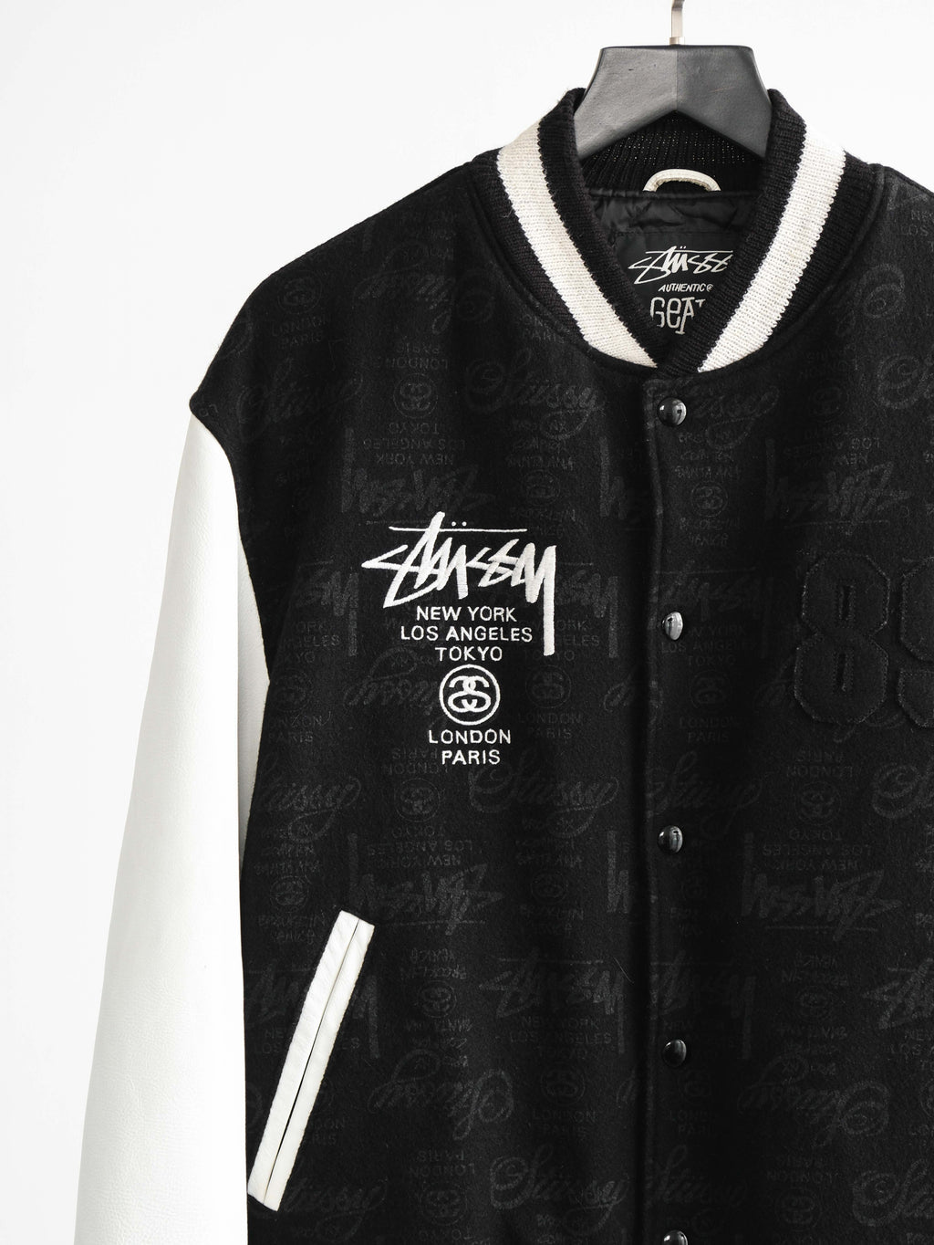 2006 LAC BLACK STUSSY GEAR "89" 25 ANNIVERSARY VARSITY  JACKET SIZE L