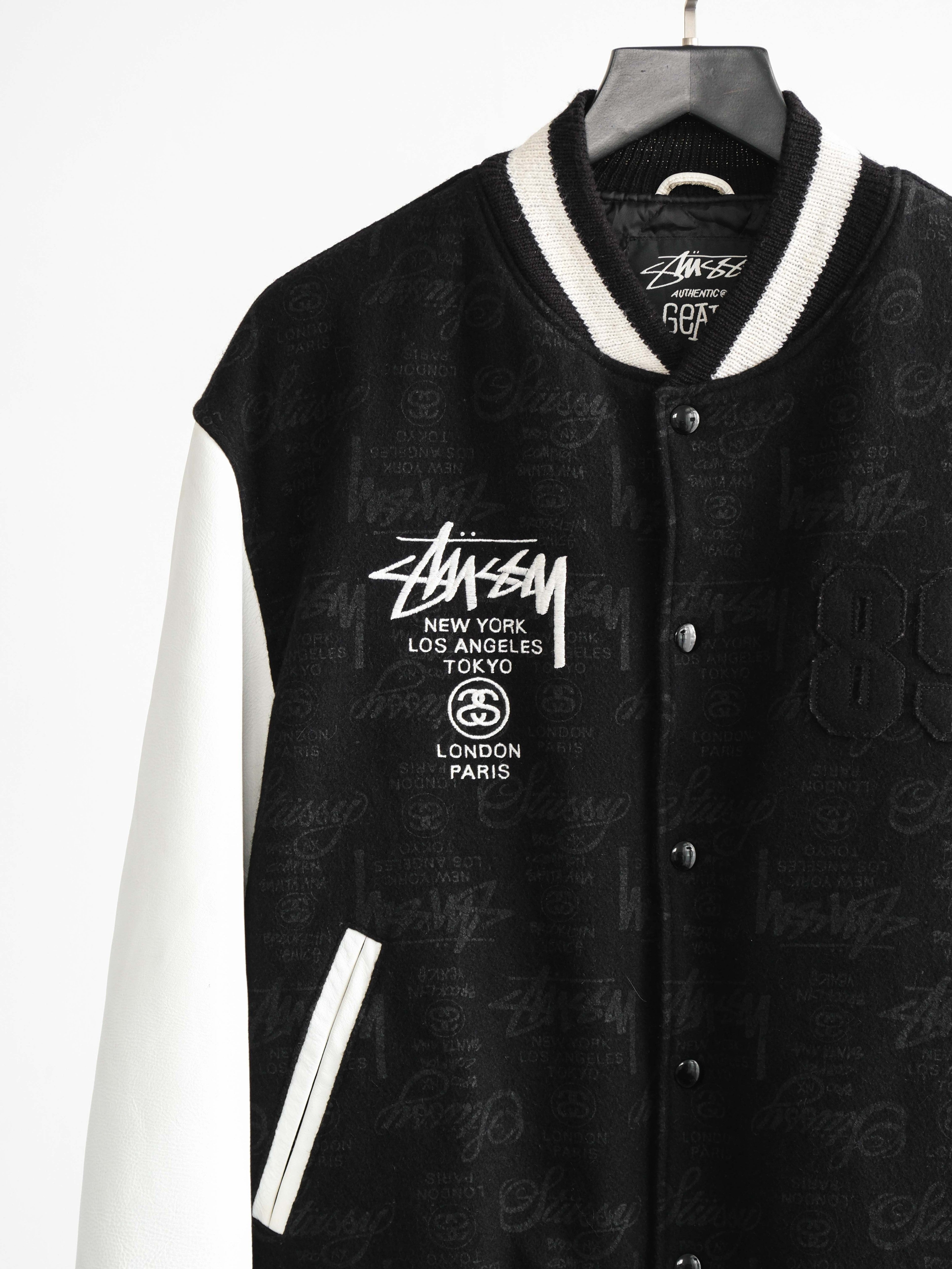 2006 LAC BLACK STUSSY GEAR "89" 25 ANNIVERSARY VARSITY  JACKET SIZE L