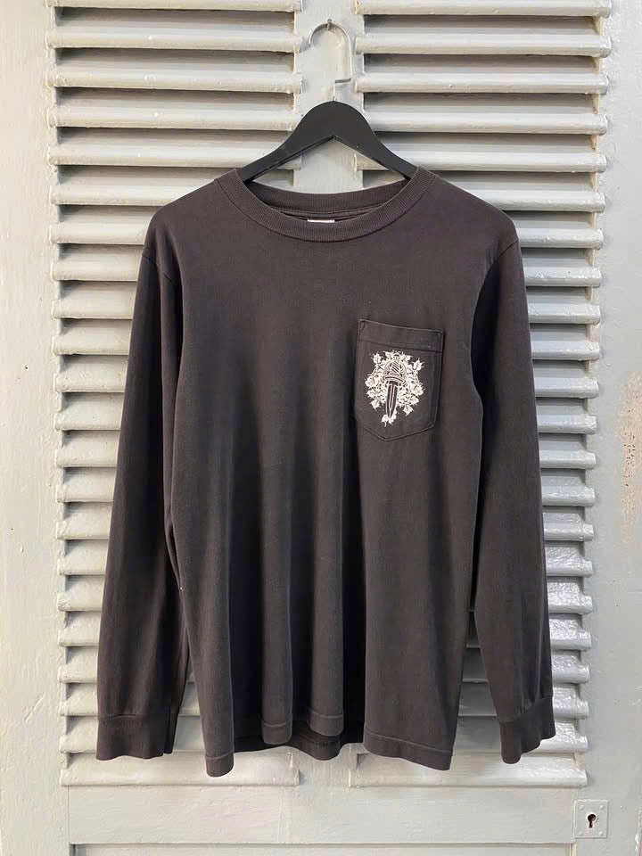 1990s CHROME HEARTS BLACK DOUBLE FLORAL LS T-SHIRT