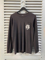 1990s CHROME HEARTS BLACK DOUBLE FLORAL LS T-SHIRT