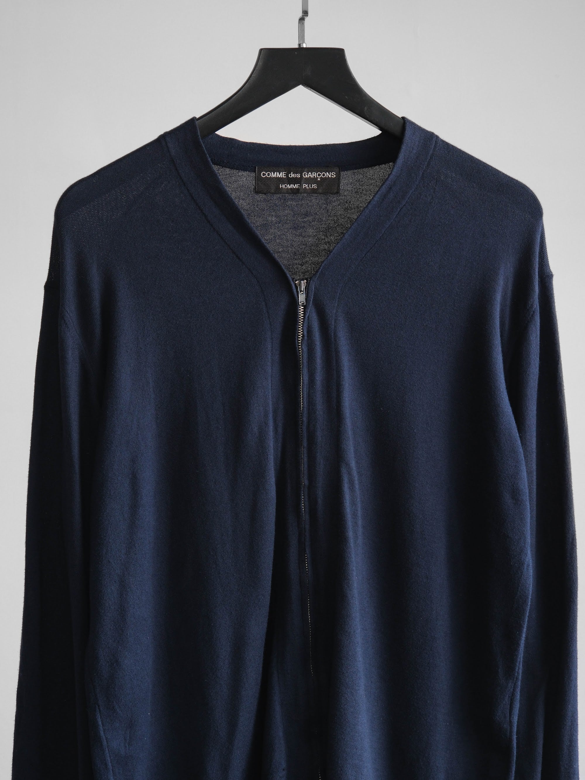 AD1997 CDG CROCHET / KNIT NAVY HOMME PLUS/ ZIP CARDIGAN