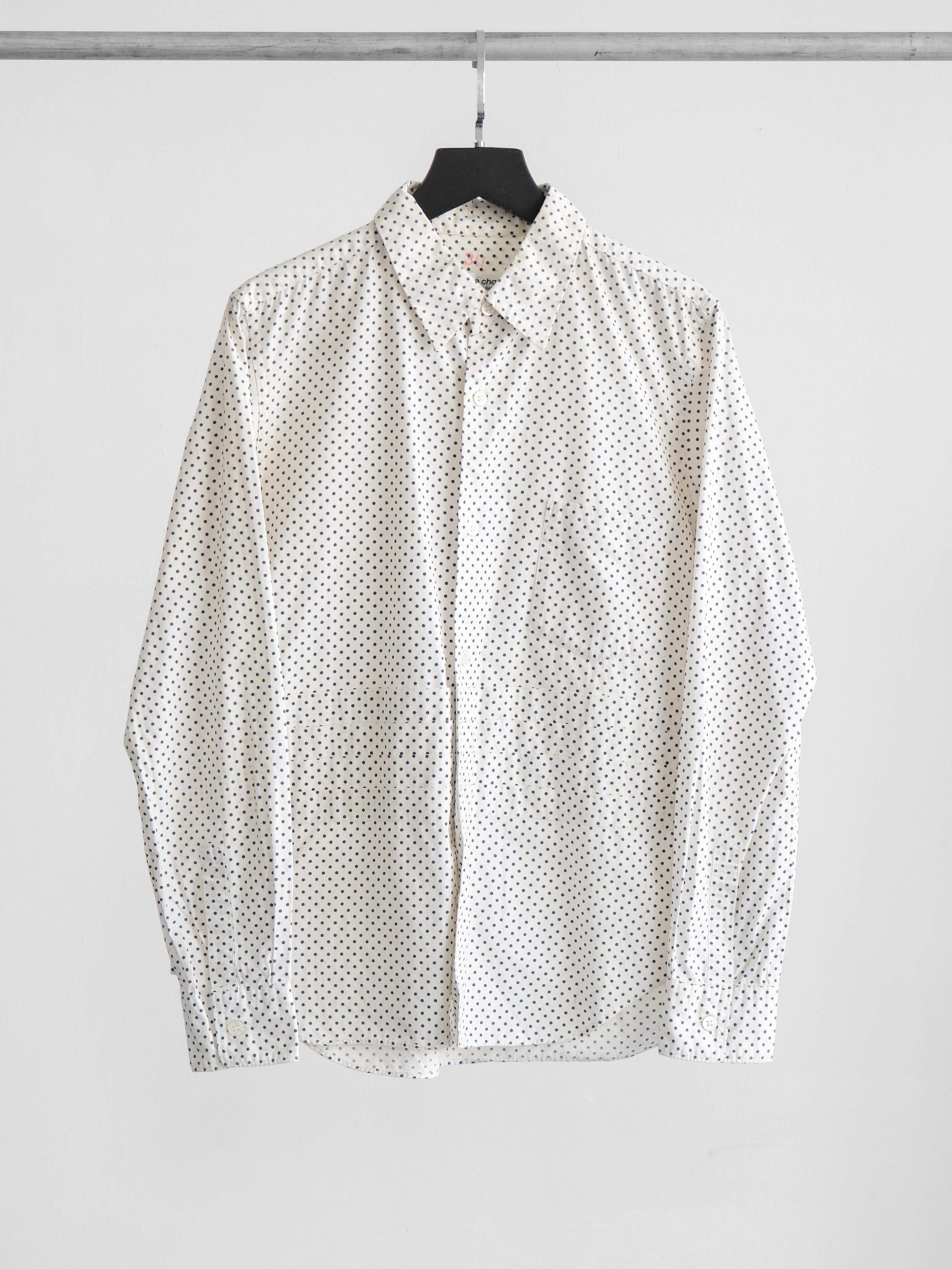 AD2000 CDG POLKA DOTS WHITE ROBE DE CHAMBRE LS SHIRT