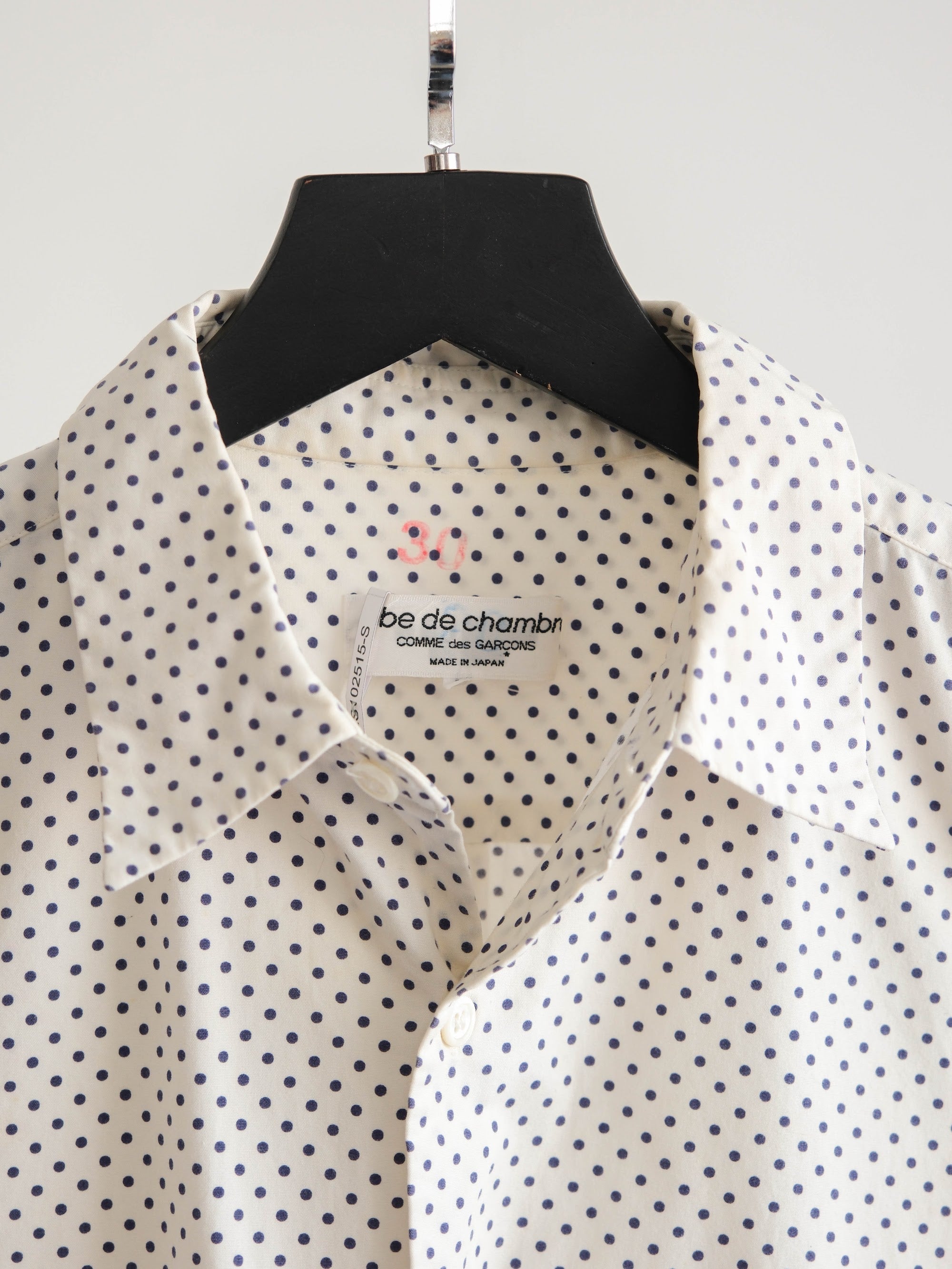 AD2000 CDG POLKA DOTS WHITE ROBE DE CHAMBRE LS SHIRT