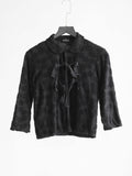 AD2007 CDG FLORAL BLACK TRICOT/ TIE CLOSURE LS SHIRT