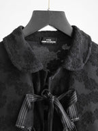 AD2007 CDG FLORAL BLACK TRICOT/ TIE CLOSURE LS SHIRT