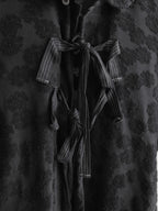 AD2007 CDG FLORAL BLACK TRICOT/ TIE CLOSURE LS SHIRT