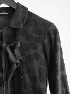 AD2007 CDG FLORAL BLACK TRICOT/ TIE CLOSURE LS SHIRT