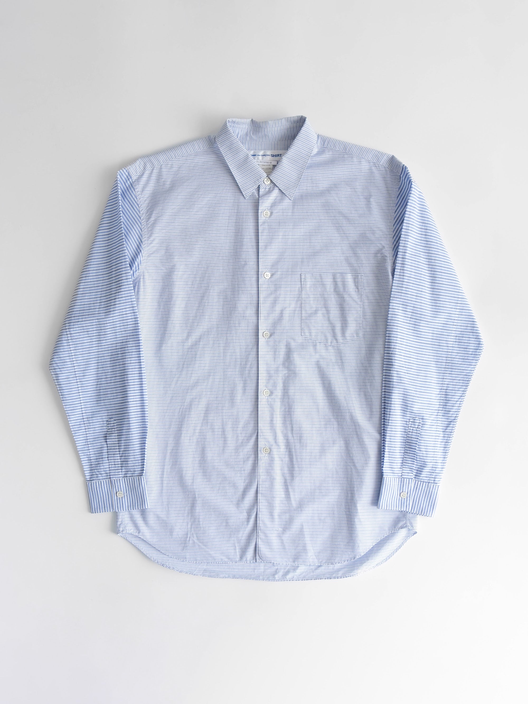 AD2010 CDG STRIPES BLUE SHIRT "DIFFERENT STRIPED SLEEVE" LS SHIRT
