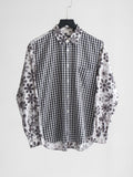 AD2011 CDG PLAID / TARTAN WHITE FLORAL "BLACK" LS SHIRT