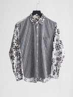 AD2011 CDG PLAID / TARTAN WHITE FLORAL "BLACK" LS SHIRT