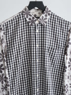 AD2011 CDG PLAID / TARTAN WHITE FLORAL "BLACK" LS SHIRT