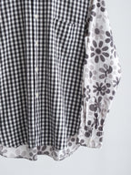 AD2011 CDG PLAID / TARTAN WHITE FLORAL "BLACK" LS SHIRT