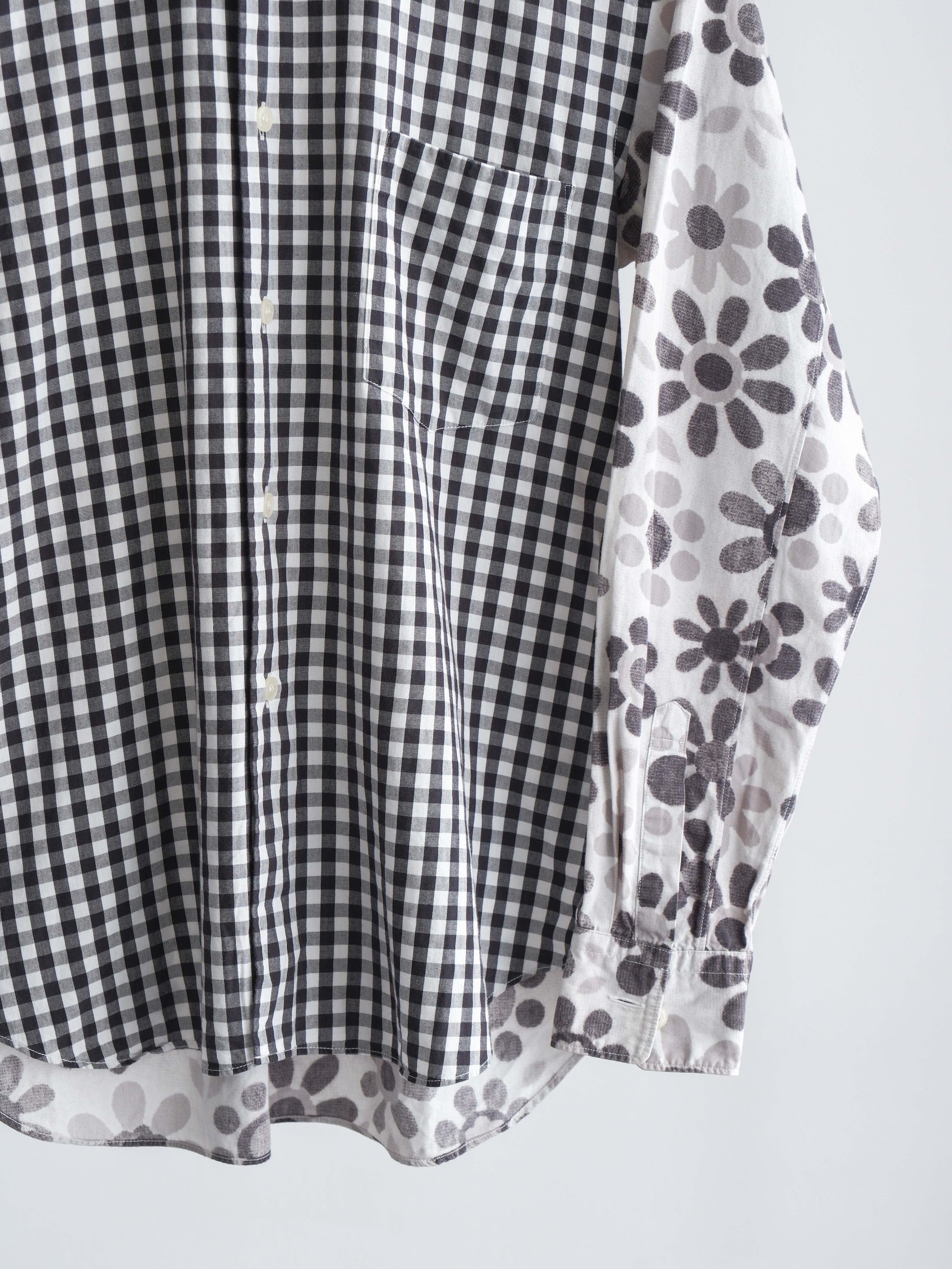 AD2011 CDG PLAID / TARTAN WHITE FLORAL "BLACK" LS SHIRT