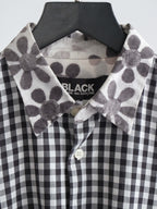 AD2011 CDG PLAID / TARTAN WHITE FLORAL "BLACK" LS SHIRT